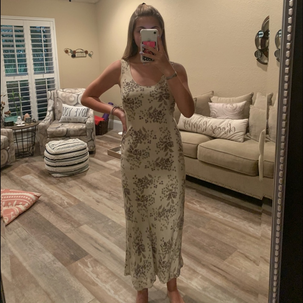 Banana republic tan floral long dress